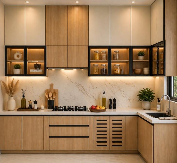 Ergonomic L-Shaped Modular Kitchen