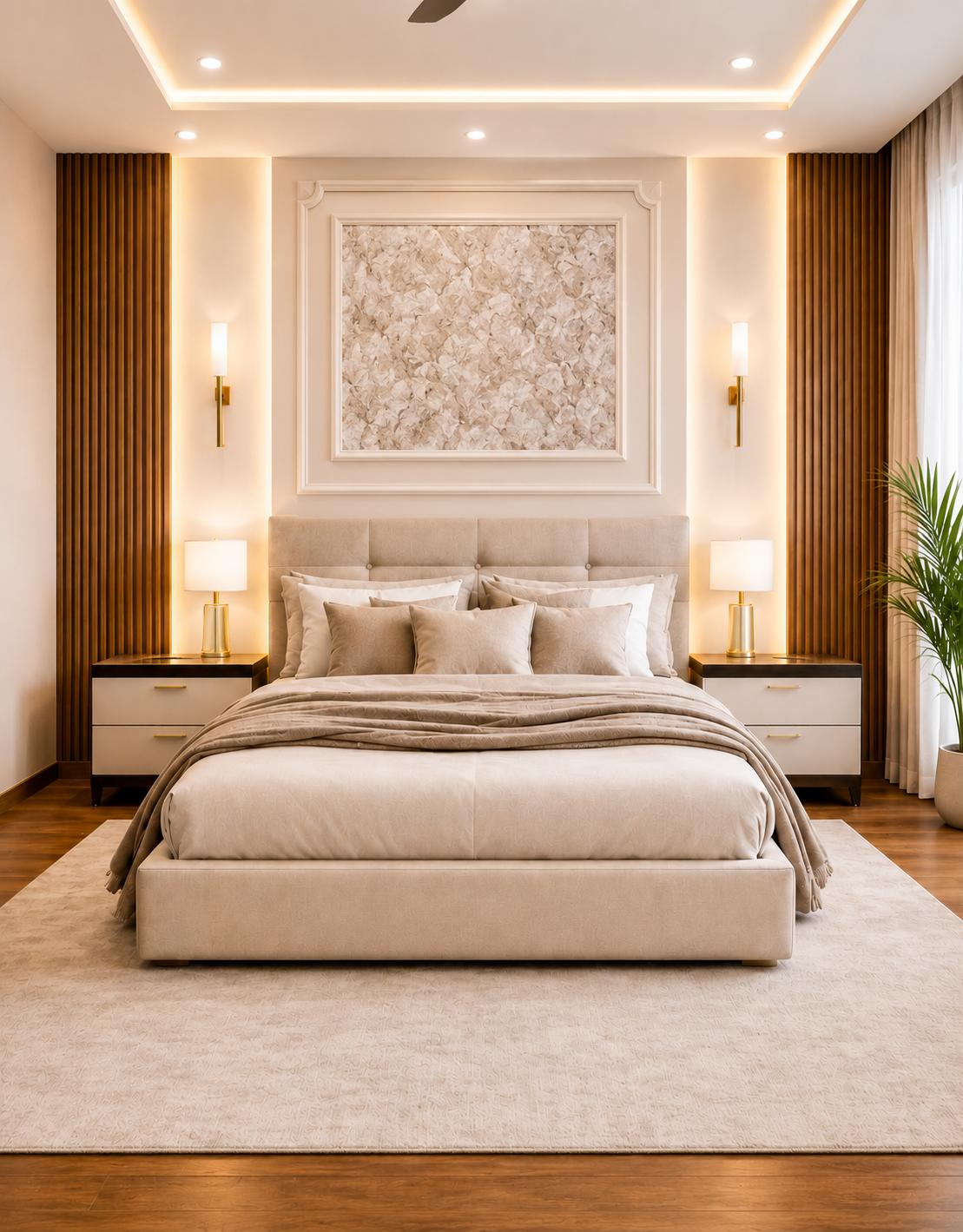 Master Bedroom Suite with Timber Accent Wall